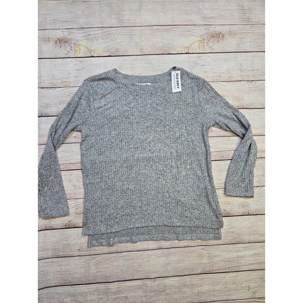 Old‎ Navy Kid Girl Ribbed Knit Soft Spun Knit Gray Long Sleeve Top Size Medium 8
